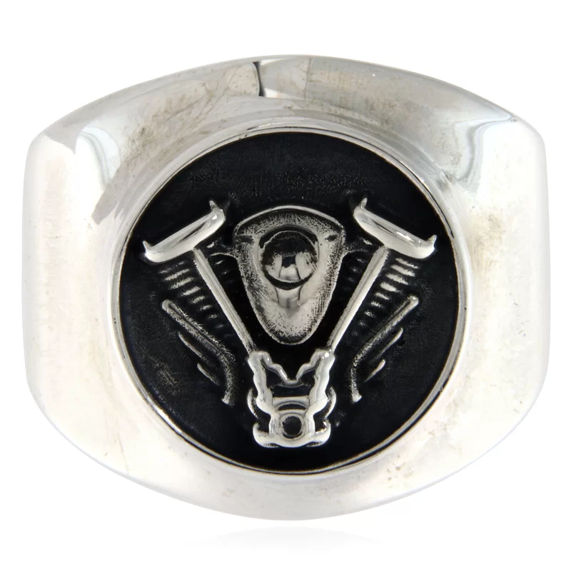 Ghiul Masiv Argint 925 Oxidat Motor Harley Davidson - Twin Cam Engine