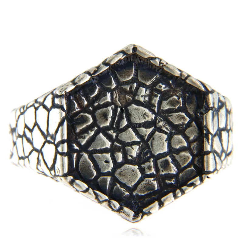 Inel Argint 925 Oxidat Textura Piatra - Design brut si masculin