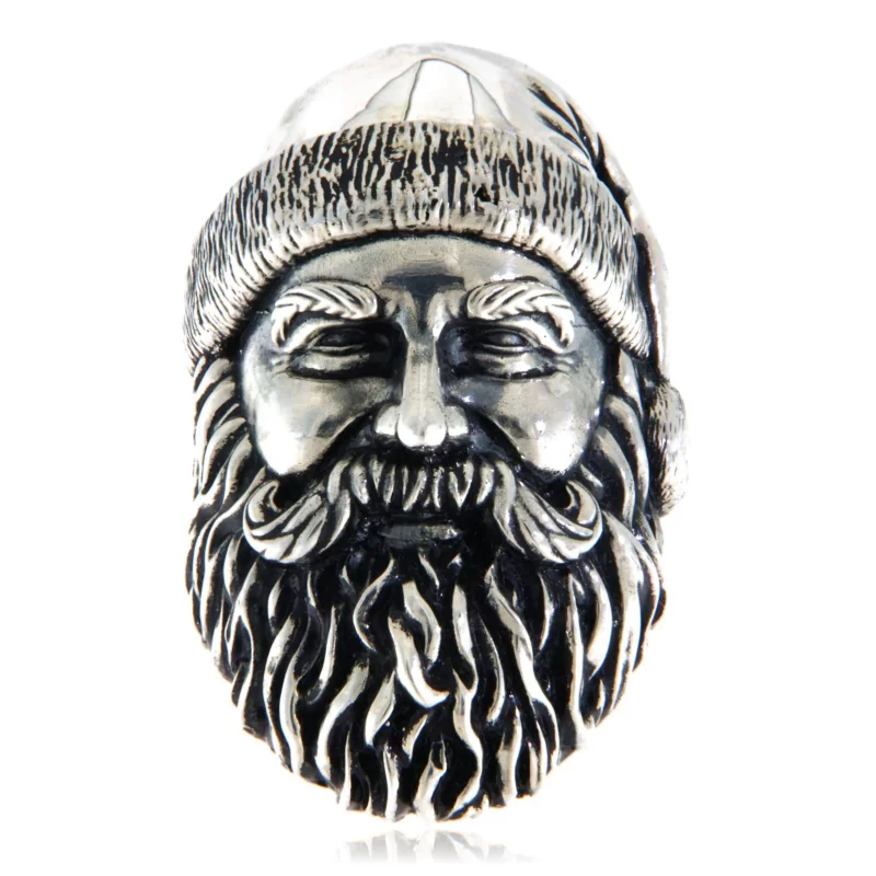 Ghiul Masiv Barbatesc Argint 925 Lucios Oxidat Mos Craciun - Santa Claus