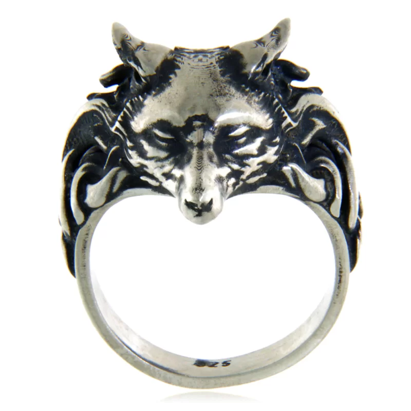 Inel Argint 925 Oxidat Vulpe Fox Head - Simbol al Inteligentei si Agilitatii