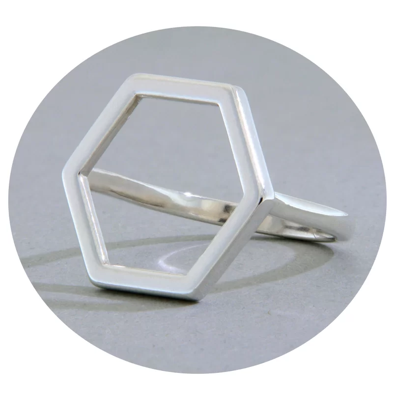 Inel Argint 925 Barbatesc Hexagon - Echilibru si Forta