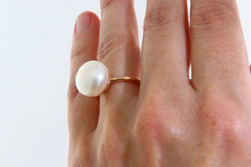 Inel Aur 14k Roz Perla de Cultura Naturala - Eleganta si Rafinament