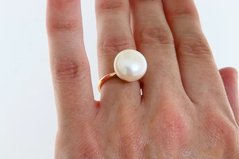 Inel Aur 14k Roz Perla de Cultura Naturala - Eleganta si Rafinament