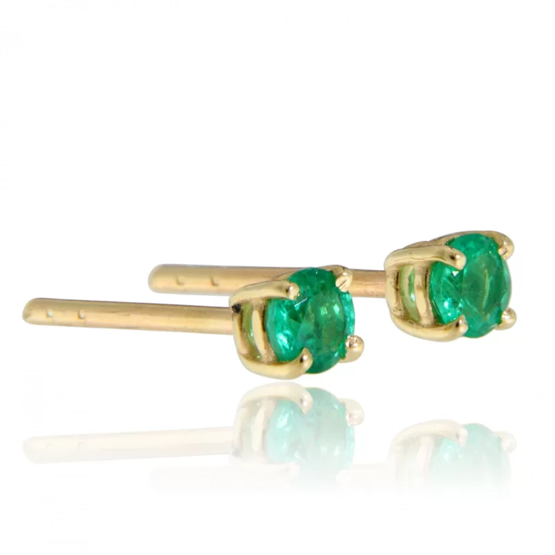 Cercei Aur 14k Smaralde Naturale de Zambia 3 mm - Eleganta si Rafinament