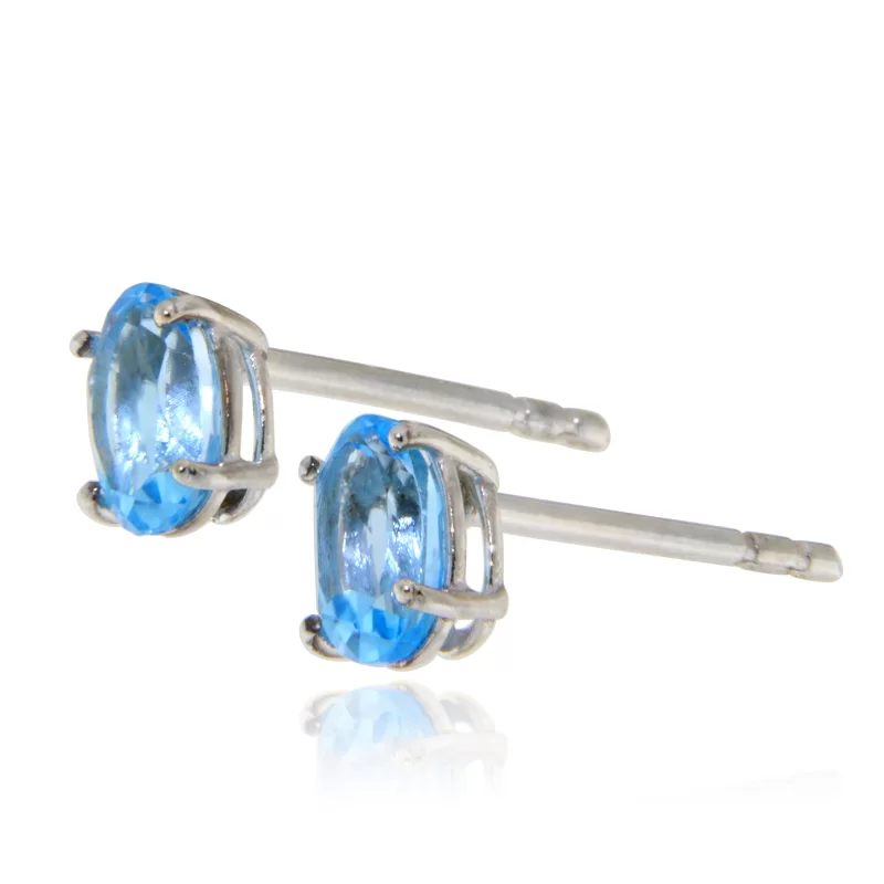 Cercei Aur Alb 14 k Stud Topaze Naturale - Stralucire si Delicatete