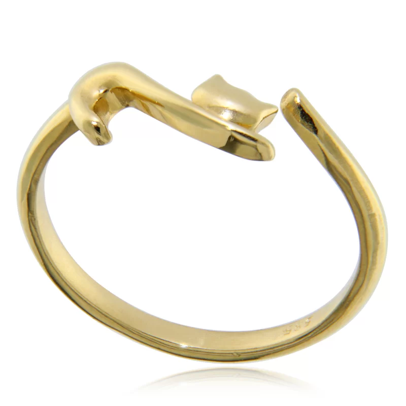 Inel Aur Galben 14k Cute Cat - Sarm si Originalitate