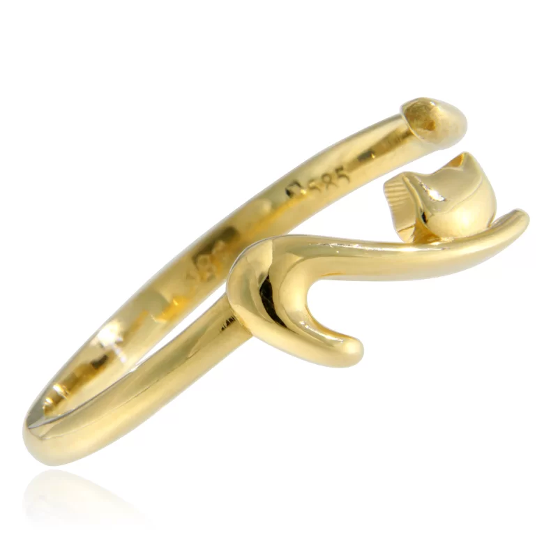 Inel Aur Galben 14k Cute Cat - Sarm si Originalitate