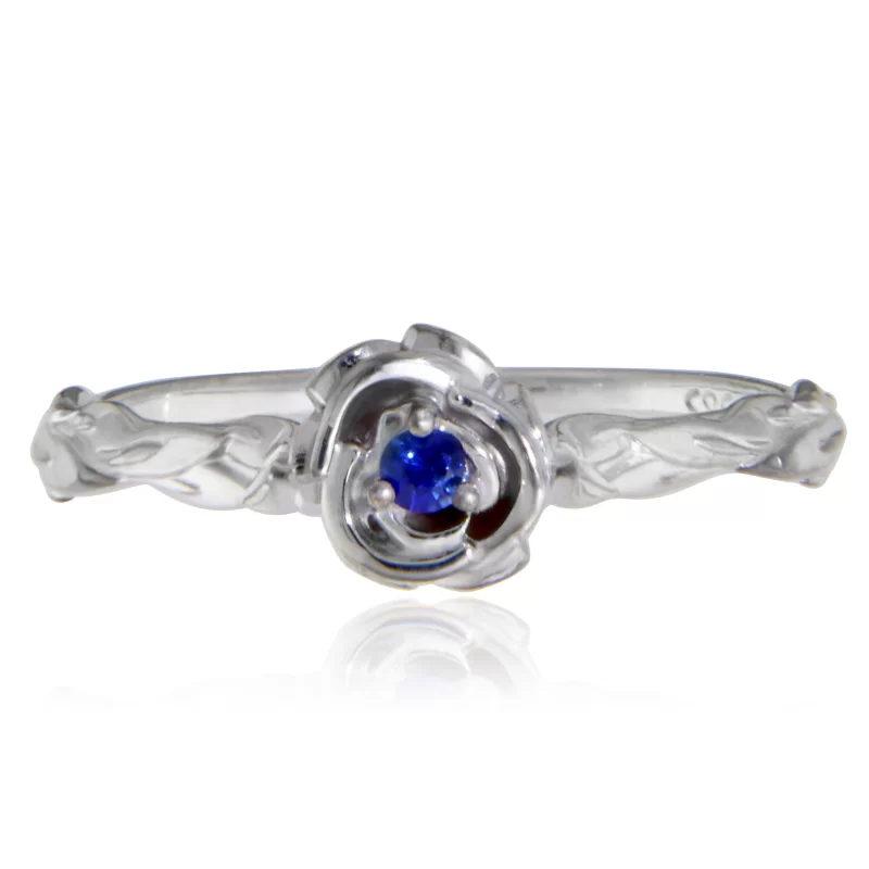Inel Aur 14k Galben Safir Albastru de Ceylon Natural Trandafir - Blue Velvet Eternal