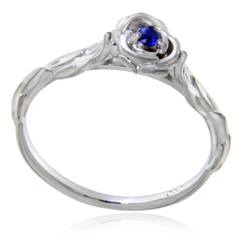 Inel Aur 14k Galben Safir Albastru de Ceylon Natural Trandafir - Blue Velvet Eternal