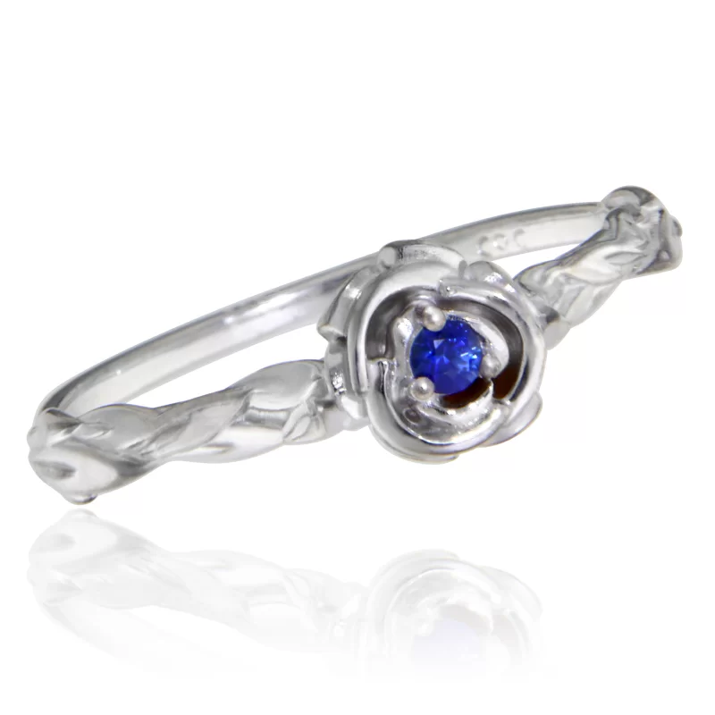Inel Aur 14k Galben Safir Albastru de Ceylon Natural Trandafir - Blue Velvet Eternal