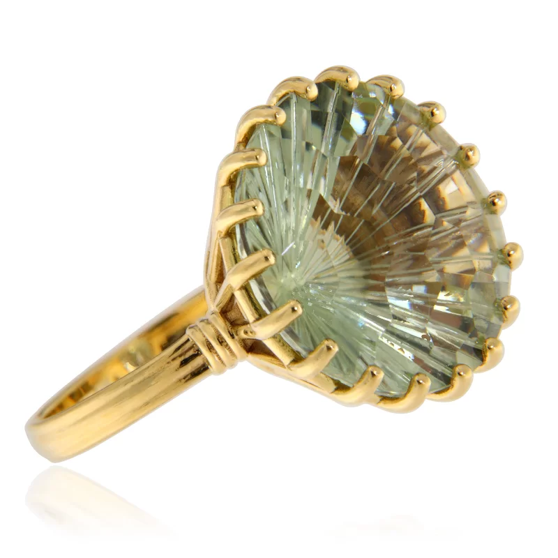 Inel Aur 14k Galben Ametist Verde (Prasiolit sau Vermarin) Natural - Eleganta si Rafinament