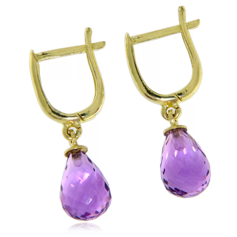 Cercei Aur Galben 14k Ametist Natural Briolete - Rafinament si Culoare