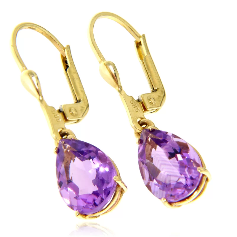 Cercei Aur Galben 14k Ametist Natural - Eleganta si Delicatete