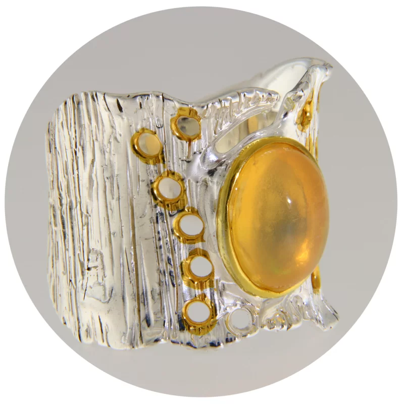 Inel Argint 925 Accente aurite Opal Natural - Eleganta si Stralucire