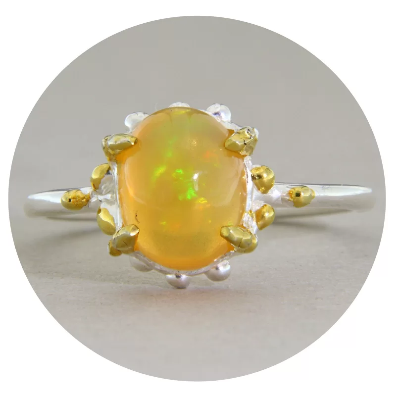 Inel Argint 925 Accente Aurite Opal Natural - Eleganta si Mister