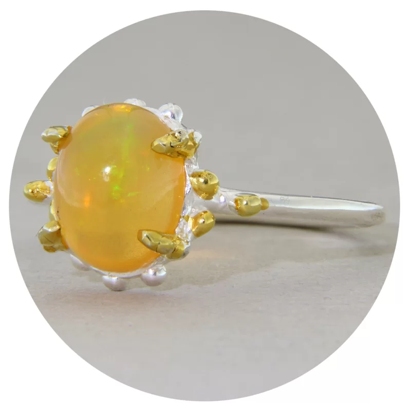 Inel Argint 925 Accente Aurite Opal Natural - Eleganta si Mister