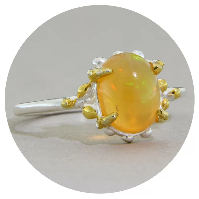 Inel Argint 925 Accente Aurite Opal Natural - Eleganta si Mister