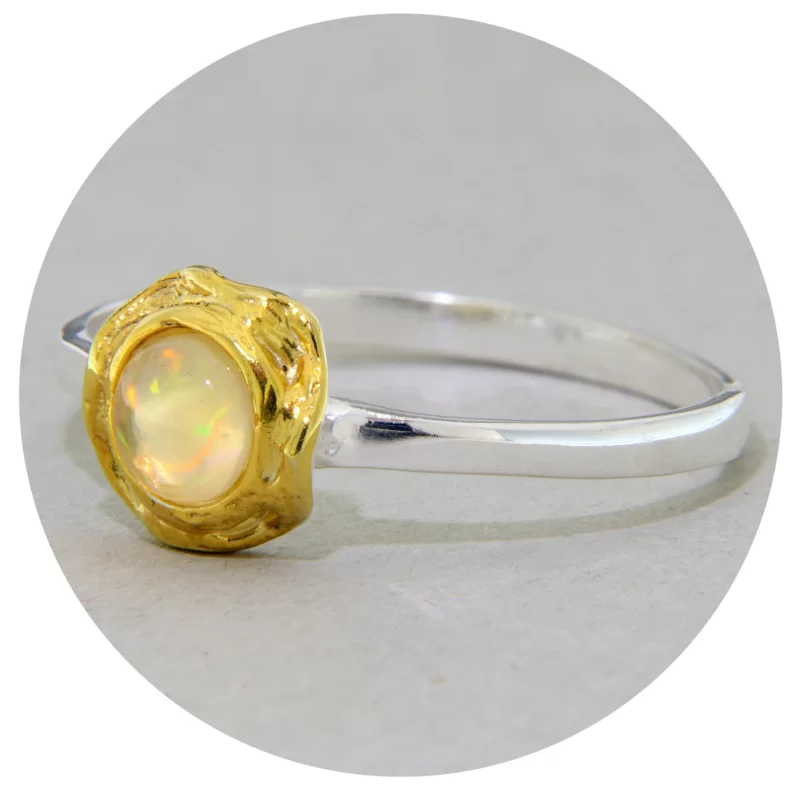 Inel Argint 925 Accente Aurite Opal Natural - Energie si Rafinament