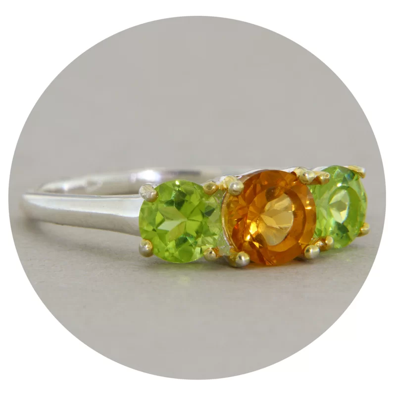 Inel Argint 925 Citrin Peridot Naturale - Energie si Armonie