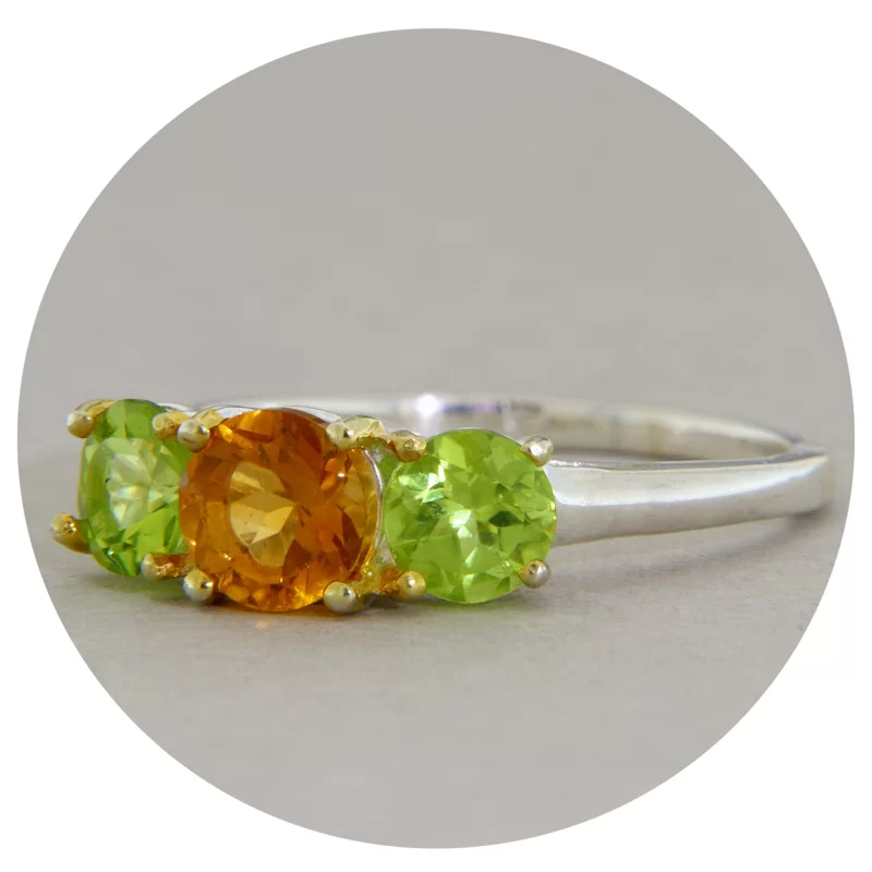 Inel Argint 925 Citrin Peridot Naturale - Energie si Armonie