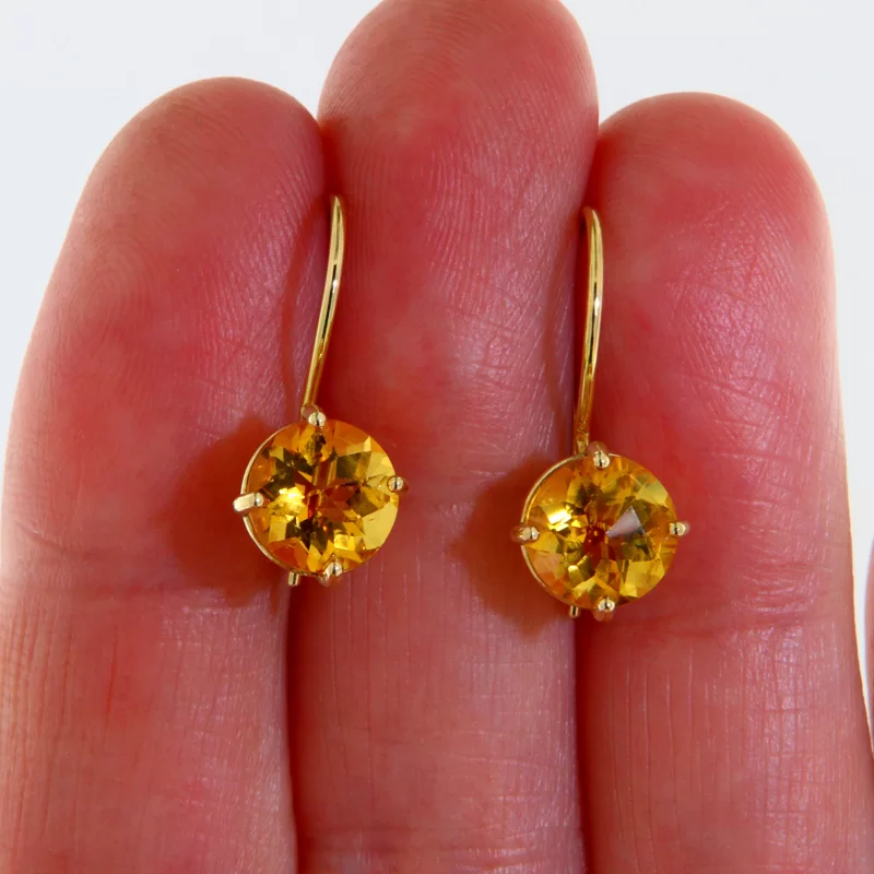 Cercei Aur 14k 585 Galben Citrin Natural - Eleganta si Energie Pozitiva