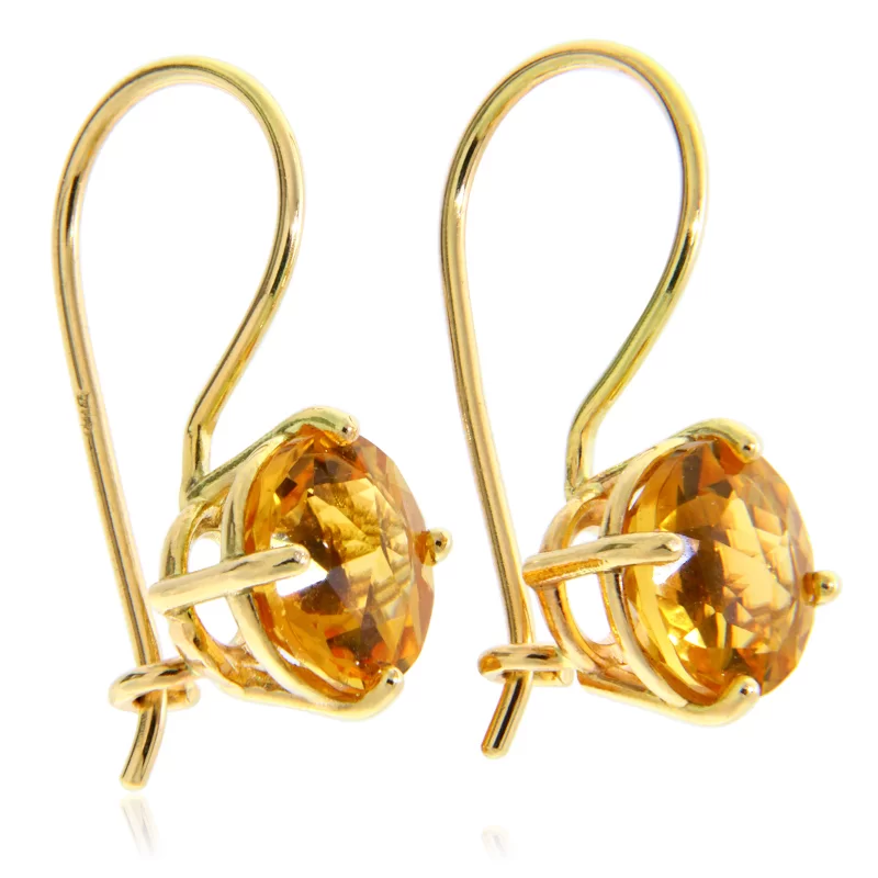 Cercei Aur 14k 585 Galben Citrin Natural - Eleganta si Energie Pozitiva