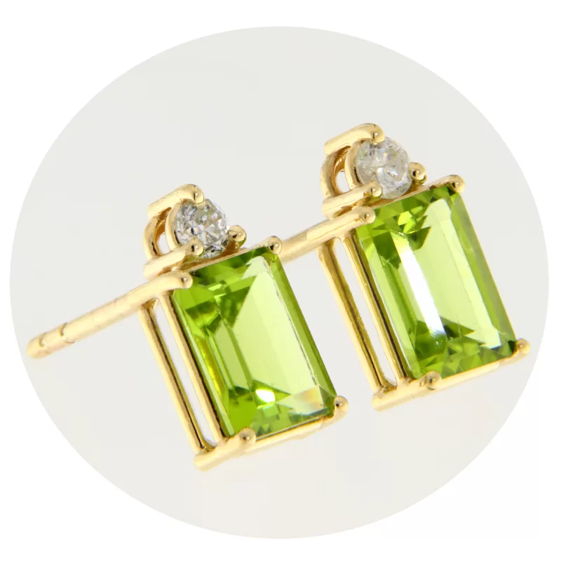 Cercei Aur 14k Galben Peridot Diamante Naturale - Eleganta si Rafinament