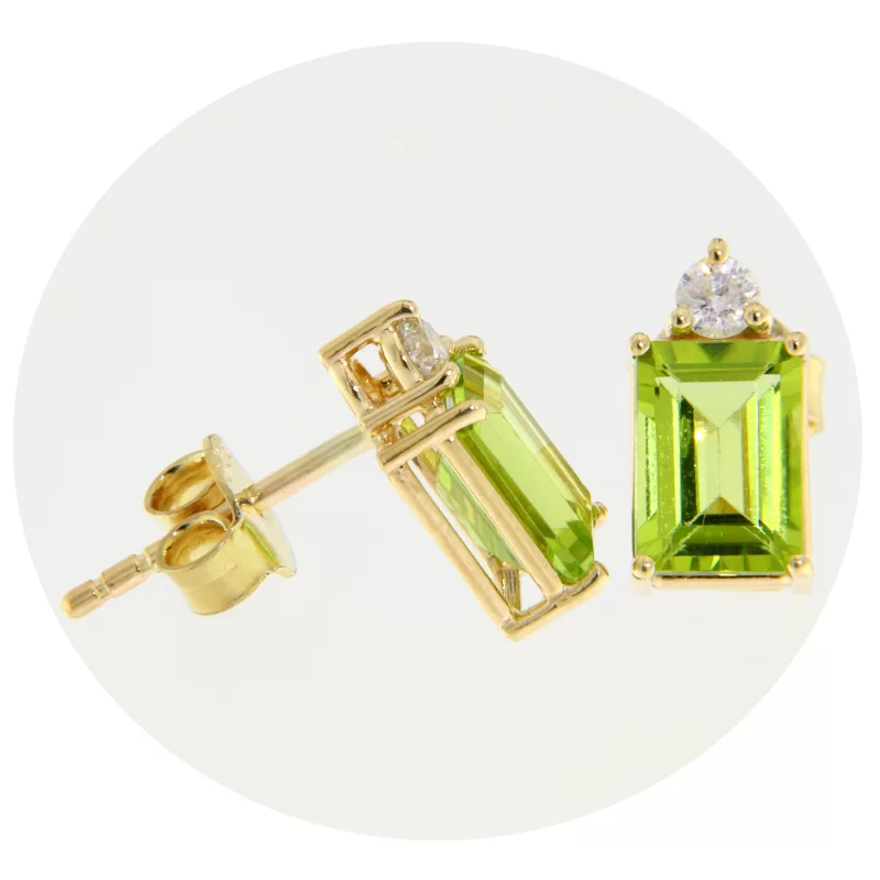 Cercei Aur 14k Galben Peridot Diamante Naturale - Eleganta si Rafinament