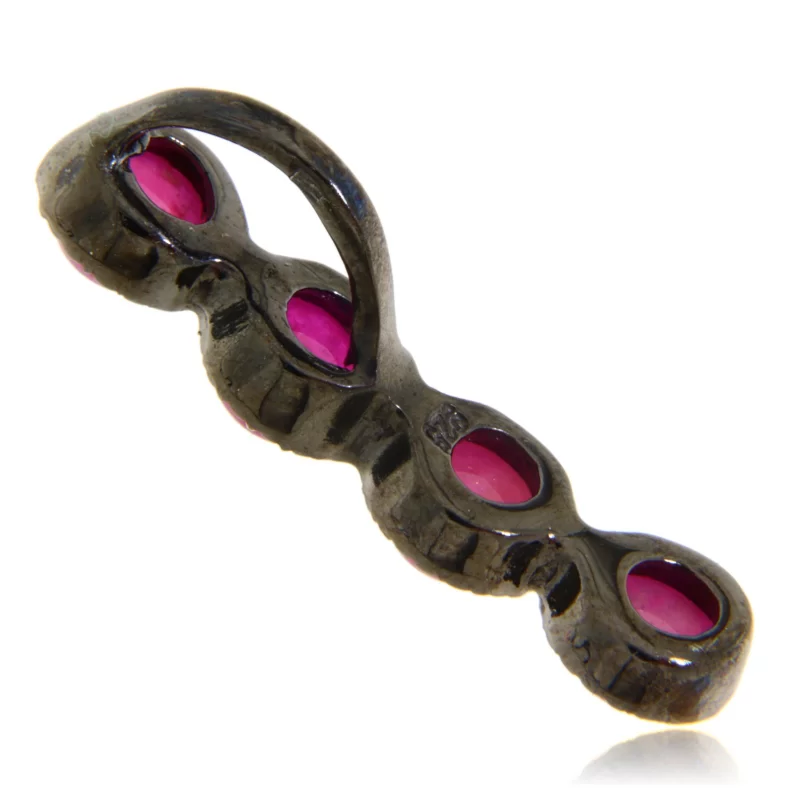 Pandantiv Argint 925 Rodiu Negru Rubin Natural - Distinct si Rafinat