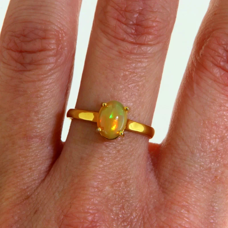 Inel Argint 925 Aurit Opal Natural - Magie si Rafinament