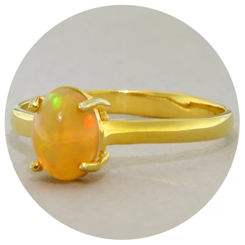 Inel Argint 925 Aurit Opal Natural - Magie si Rafinament