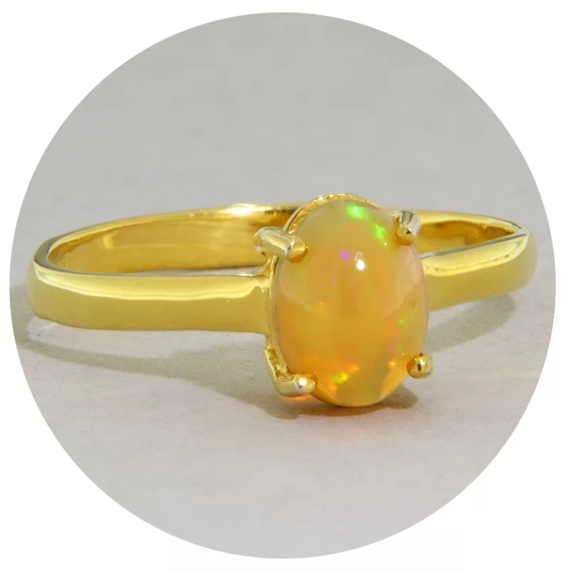 Inel Argint 925 Aurit Opal Natural - Magie si Rafinament