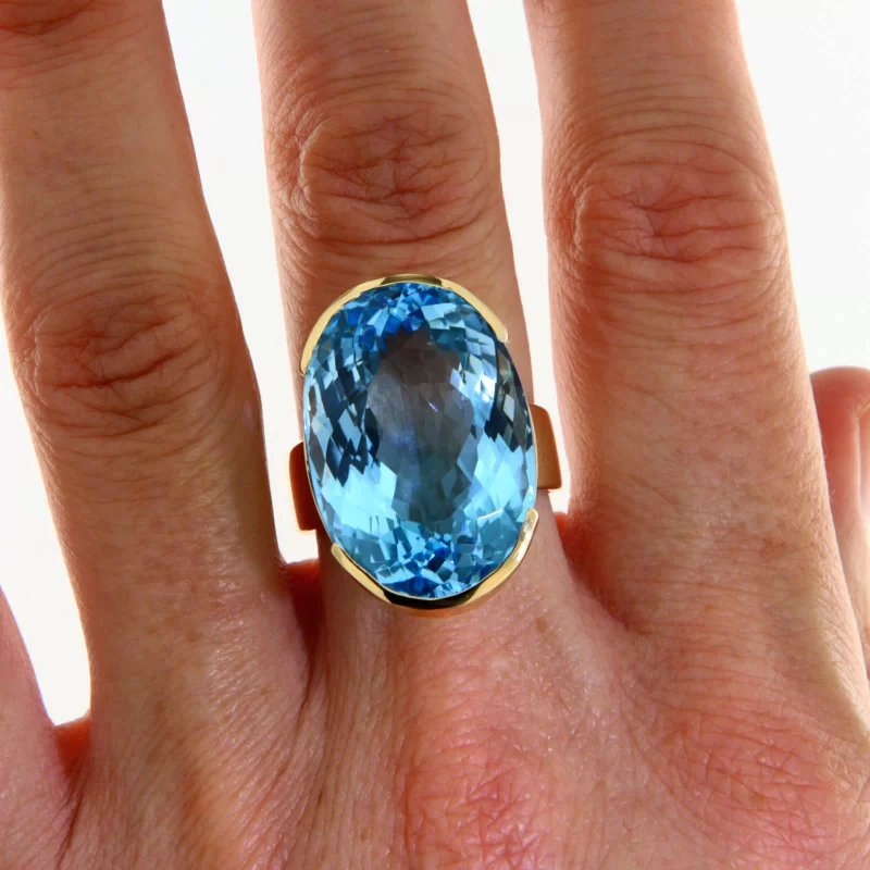 Inel Aur 14 k Galben Topaz Natural - Elegant si Distinct