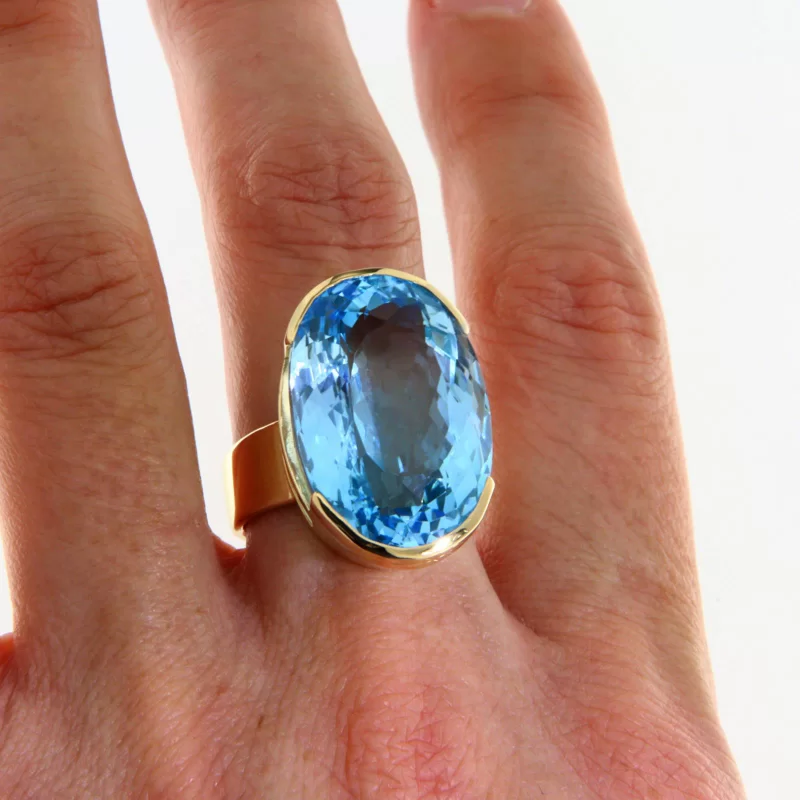 Inel Aur 14 k Galben Topaz Natural - Elegant si Distinct