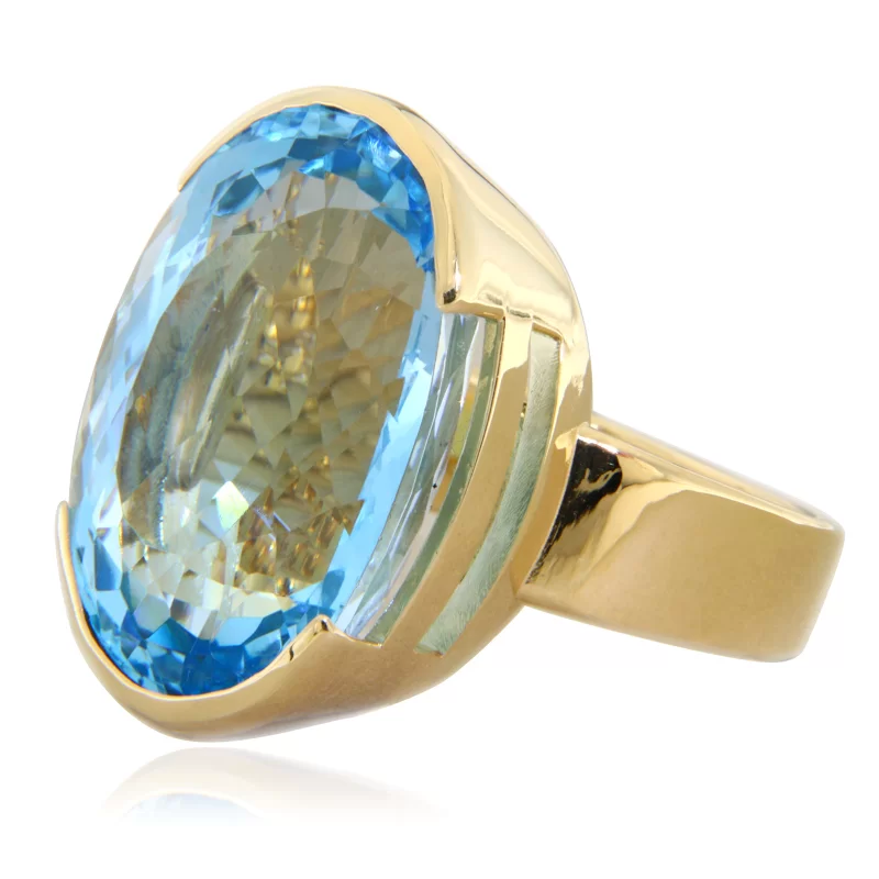 Inel Aur 14 k Galben Topaz Natural - Elegant si Distinct