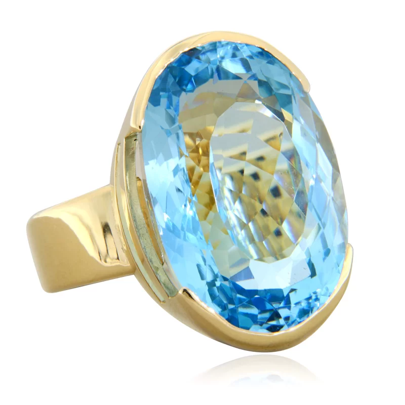 Inel Aur 14 k Galben Topaz Natural - Elegant si Distinct