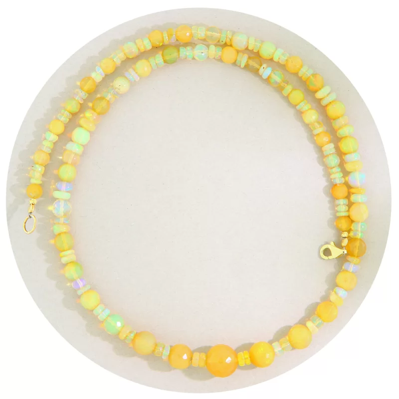 Colier Opal Etiopian Natural Aur 14 k Galben - Eleganta si Stralucire