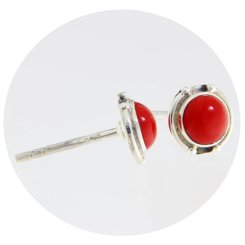 Cercei Argint 925 Stud Surub Coral Natural - Eleganta si Vibratie Marina