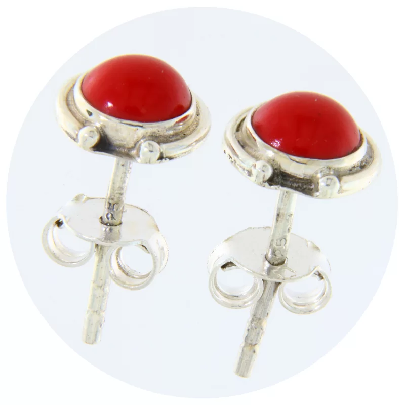 Cercei Argint 925 Stud Surub Coral Natural - Eleganta si Vibratie Marina