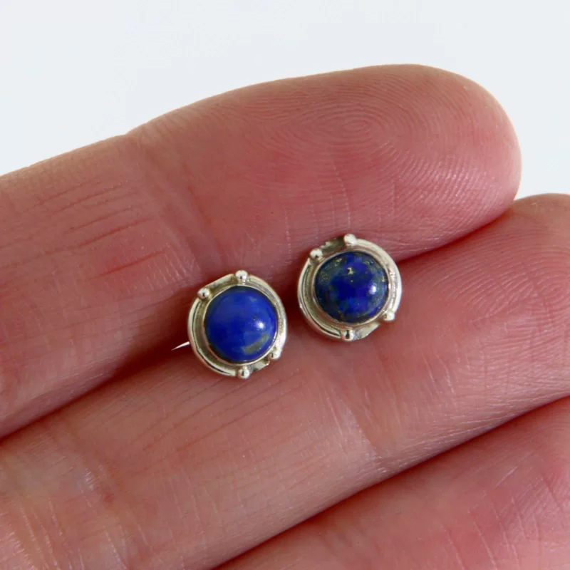 Cercei Argint 925 Stud Surub Lapis Lazuli Natural - Culoare regala