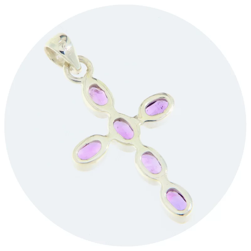 Pandantiv Argint 925 Cruce Ametist Natural - Eleganta si Spiritualitate
