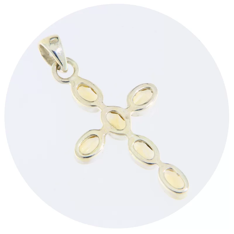 Pandantiv Argint 925 Cruce Citrin Natural - Stil si Rafinament