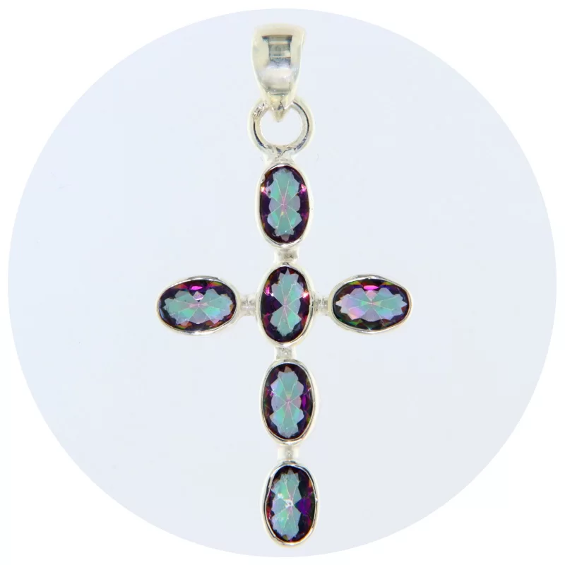 Pandantiv Argint 925 Cruce Topaz Mistic - Stralucire Mistica