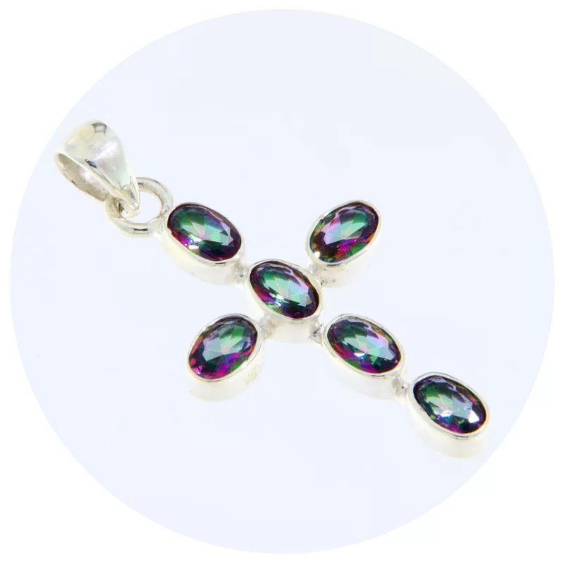 Pandantiv Argint 925 Cruce Topaz Mistic - Stralucire Mistica