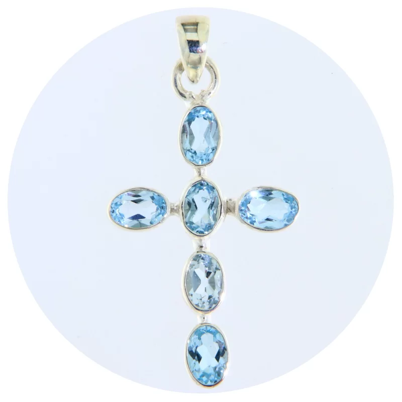 Pandantiv Argint 925 Cruce Topaz Natural - Armonie si Luminozitate