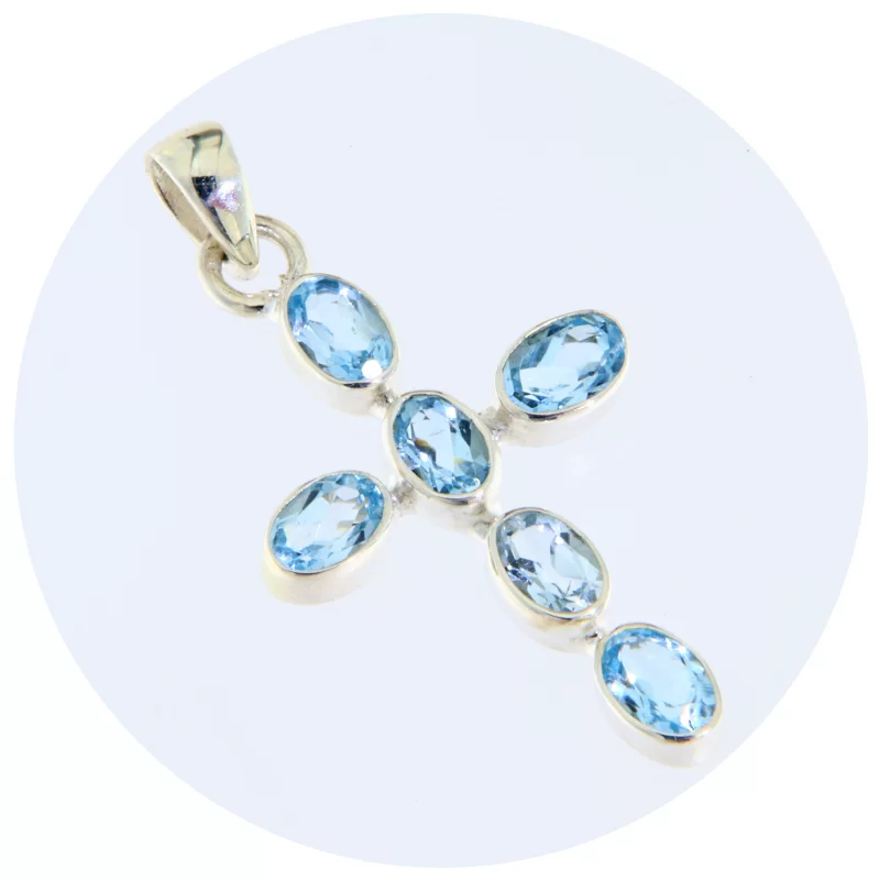 Pandantiv Argint 925 Cruce Topaz Natural - Armonie si Luminozitate
