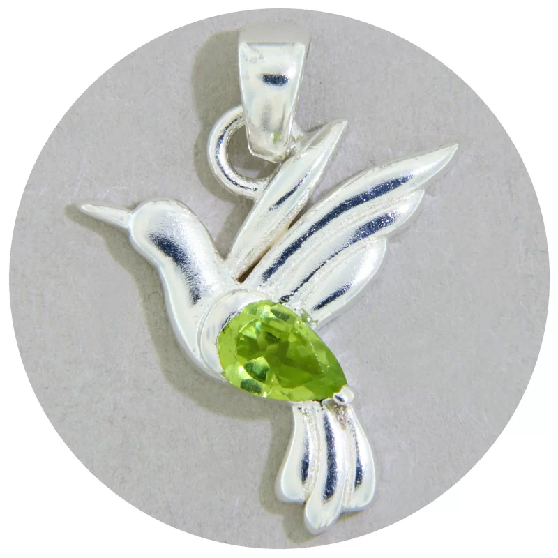 Pandantiv Argint 925 Colibri Peridot Natural - Eleganta si Revitalizare