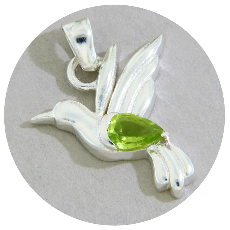 Pandantiv Argint 925 Colibri Peridot Natural - Eleganta si Revitalizare