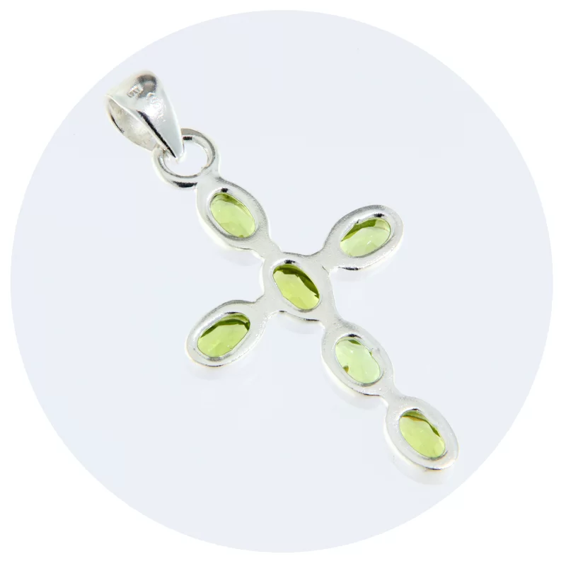 Pandantiv Argint 925 Cruce Peridot Natural - Rafinament si Prospetime