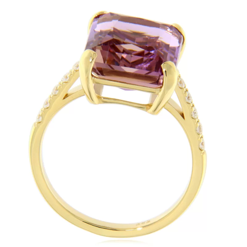 Inel Aur Galben 14k Ametrin Diamante Naturale - Stralucire Distinctiva